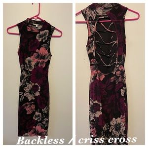 Backless midi floral Charlotte Russe dress bodycon